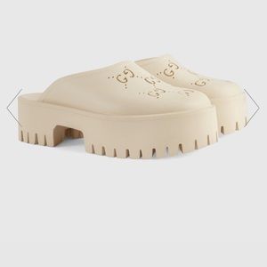 Gucci platform sandals rubber slides Clogs  NOT EASY TO FIND Guccisima